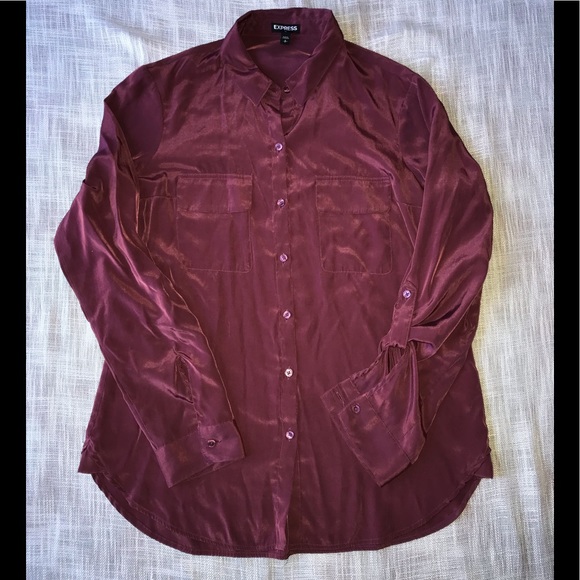 Express Tops - Express Porto Fino Pink Collard Shirt “Silk” Like